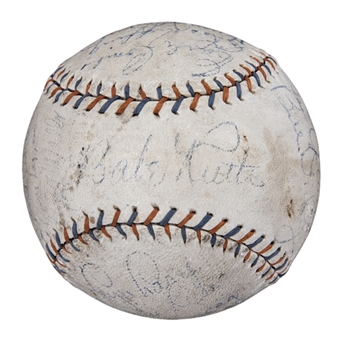 1931 New York Yankees Team Signed Baseball With 19 Signatures Including Ruth & Gehrig (JSA)